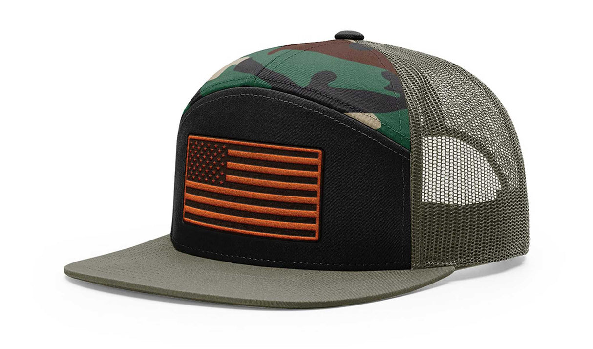 KDS Freedom Flag 7 Panel Leather Patch Hat